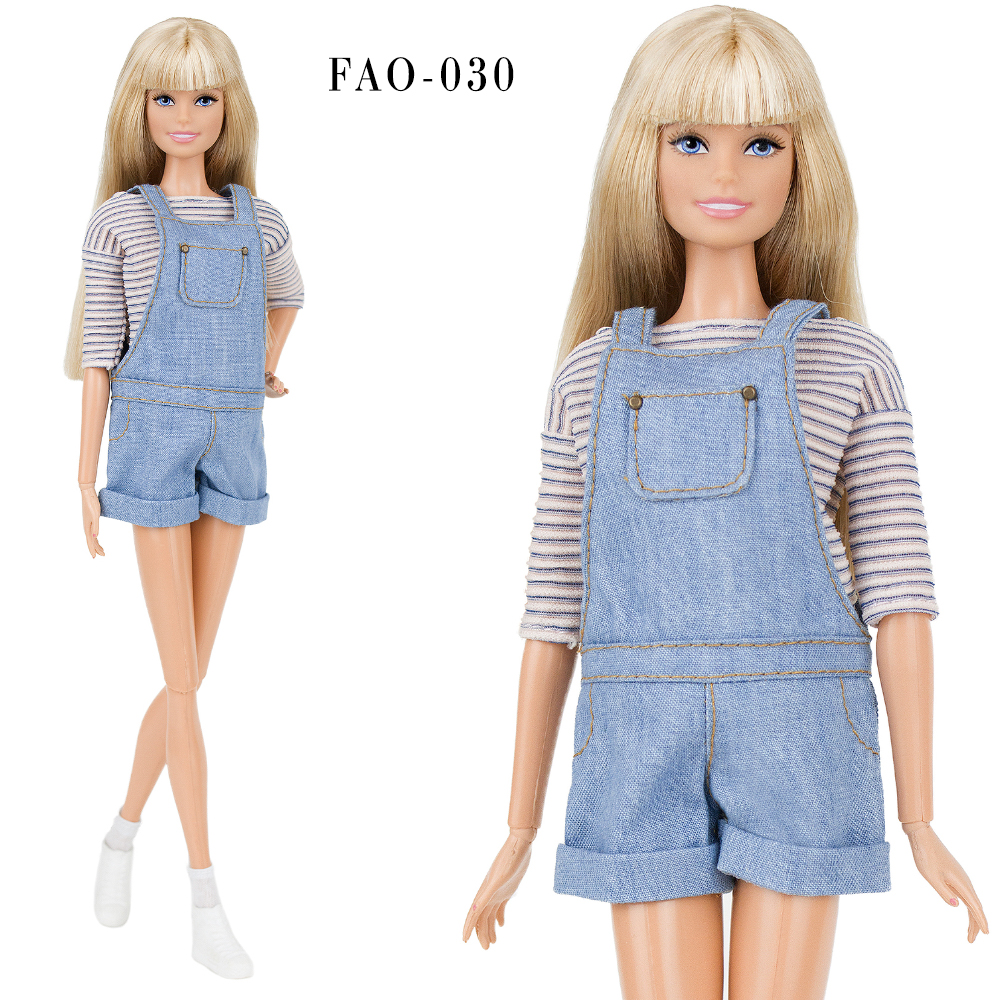 FAO-031 Набор одежды Водолазка+ джинсовый сарафан для куклы типа Барби 29см — Fashion Academy ELENPRIV