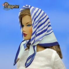 Платок 20×20 см в морской тематике #1  для кукол Fashion Royalty (FR16) 40 см
