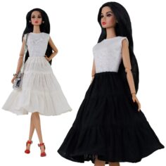 FA-052-02 Набор юбок "Бохо" (чёрный + молочный) одежда для кукол типа Барби 29 см