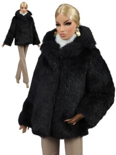 FA-058-12 Полушубок чёрный одежда для кукол 29 см типа Fashion Royalty