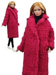 FA-058-07 Шуба Fashion Teddy Bear в ярко-малиновом цвете одежда для кукол 29 см типа Fashion Royalty