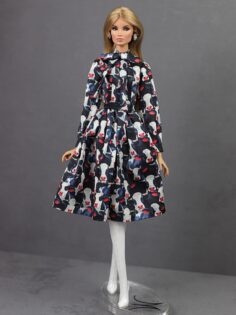 FA-050 Шёлковое платье с бантом "D&G" КОРОВЫ одежда для кукол 29 см типа Fashion Royalty