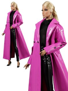 FA-023-27 Плащ из искусственной кожи лаке ФУКСИЯ для кукол 29 см типа Fashion Royalty