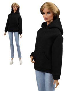 FA-003-10 Худи чёрный одежда для кукол типа Барби, Fashion Royalty 29 см и подобных