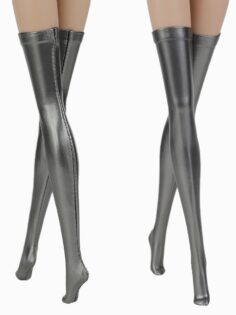 W-023-03 Гольфы "Красотка" оттенок СЕРЕБРО одежда для куклы типа Fashion Royalty 29 см