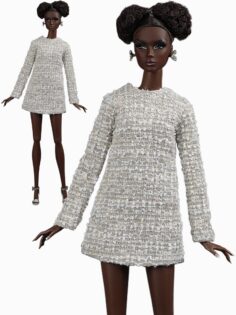 FA-050-60 Платье А-силуэта бежевое одежда для кукол типа Fashion Royalty 29 см