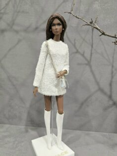 FA-050-58 Платье А-силуэта белоснежное одежда для кукол типа Fashion Royalty 29 см