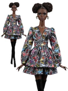 FA-060-08 Платье мини "Комиксы 18+" одежда для кукол типа Барби, Fashion Royalty 12" (29 см)