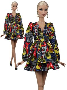 FA-060-09 Платье мини "Поп-арт" одежда для кукол типа Барби, Fashion Royalty 12" (29 см)