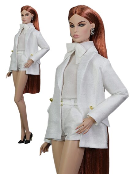 FA-051-21 Белоснежный комплект: жакет и микро шорты одежда для кукол типа Fashion Royalty 29 см