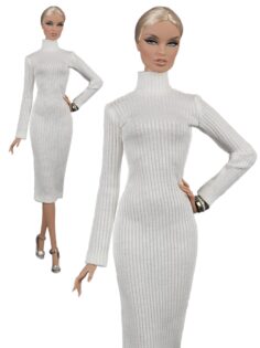 FA-064-03 Платье-футляр БЕЛОСНЕЖНОЕ одежда для кукол Барби, NuFace, Poppy Parker, Fashion Royalty (FR2) Integrity toys