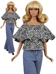 FA-059-02 Топ с воланом "ЗЕБРА" одежда для кукол 29 см типа Fashion Royalty, NuFace