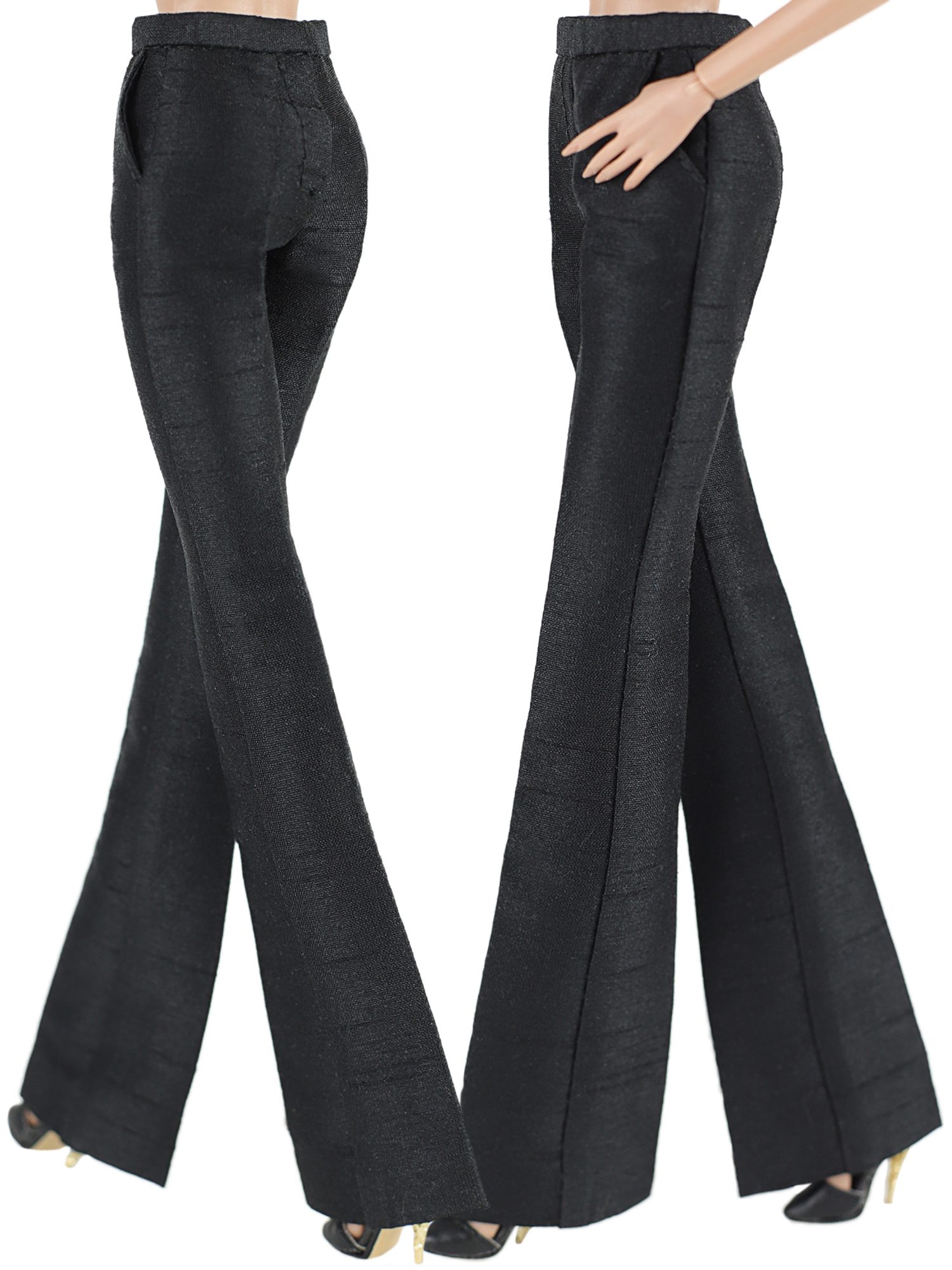 FA-030-44 Брюки клёш чёрные одежда для кукол Fashion Royalty 29 см