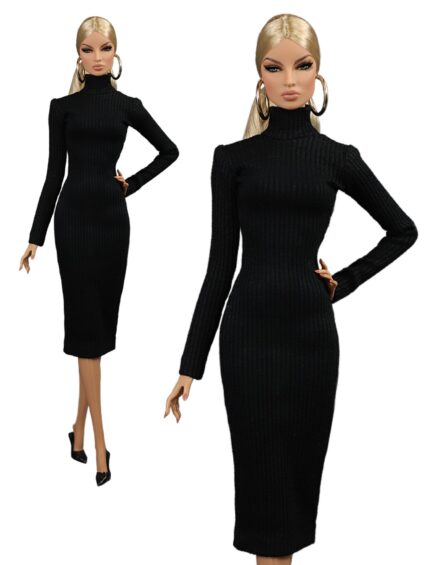 FA-064-01 Платье-футляр ЧЁРНОЕ одежда для кукол Барби, NuFace, Poppy Parker, Fashion Royalty (FR2) Integrity toys