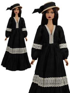 FA-065-04 Платье "Бохо" чёрное одежда для кукол 29 см типа Fashion Royalty