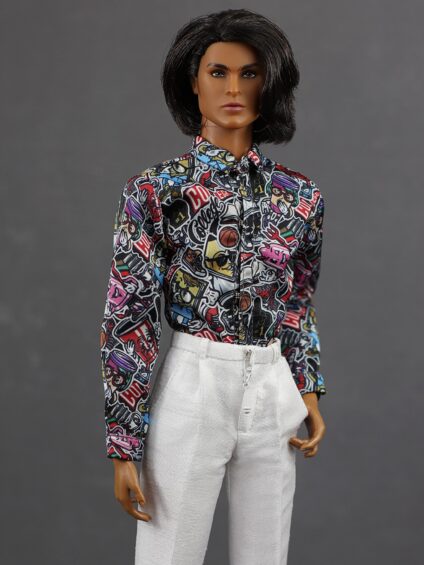 FA-037М-18 Шёлковая рубашка с цветочным принтом "Комиксы 18+" для кукол -мужчин FR Homme, The Monarches 30 см (Integrity Toys)