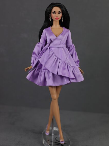 FA-050-73 Платье мини с воланом ЛАВАНДА одежда для кукол типа Барби, Fashion Royalty 12" (29 см)