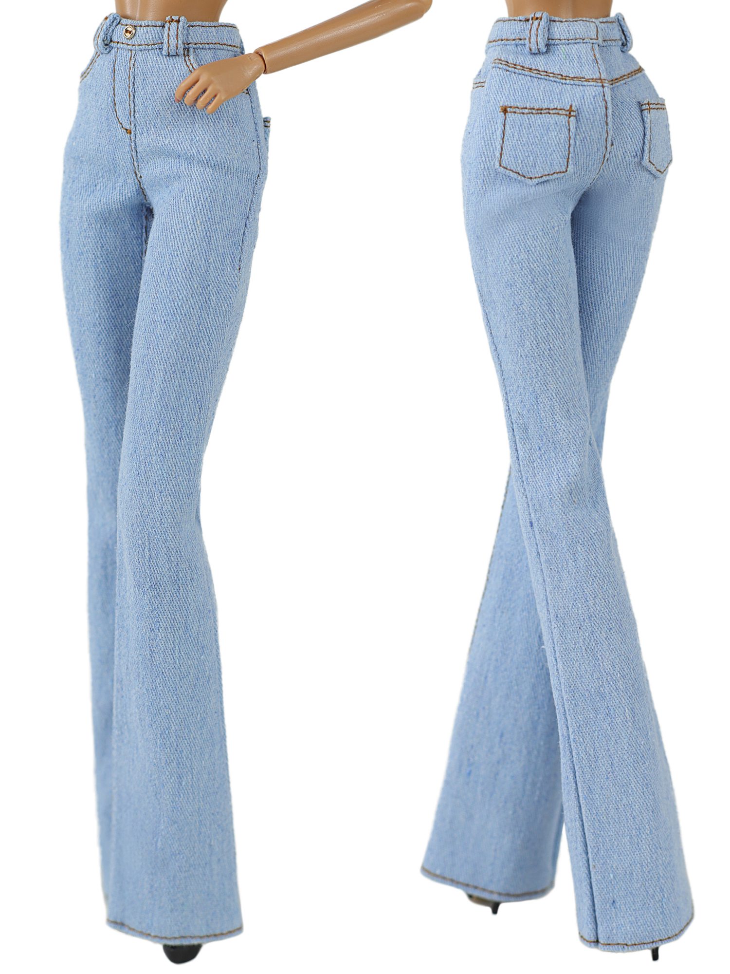 FA-007FR-16 Джинсы КЛЁШ голубые одежда для кукол 29 см типа Fashion Royalty, NuFace