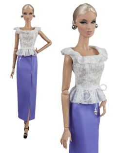 FA-059-08 Топ из белого батиста с баской одежда для кукол 29 см типа Fashion Royalty, NuFace