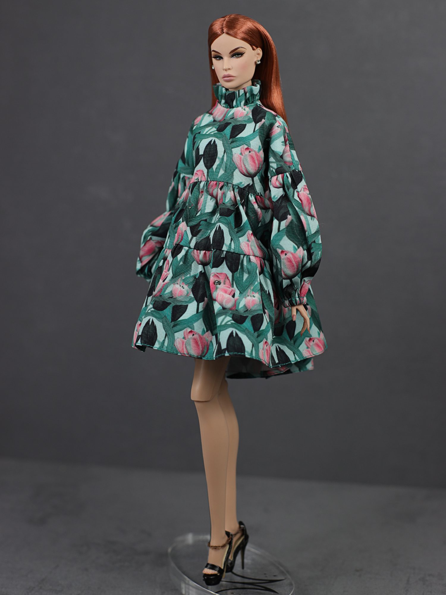 LE-024-02 Платье БЛЭР "тюльпаны" одежда для кукол типа Fashion Royalty 12" (29 см)