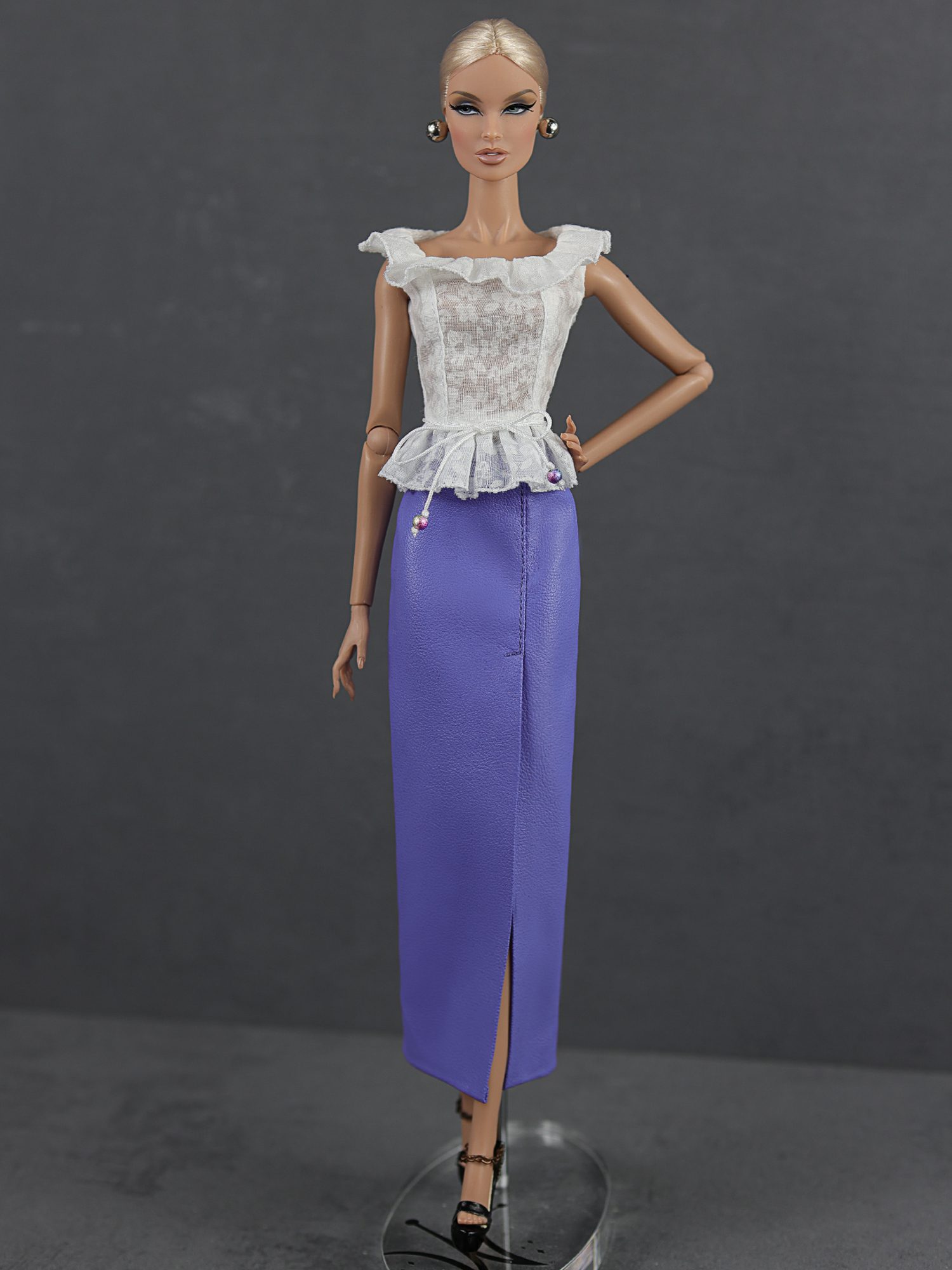 FA-053 Юбка макси со шлицей ЛАВАНДА для куклы типа Fashion Royalty 29 см