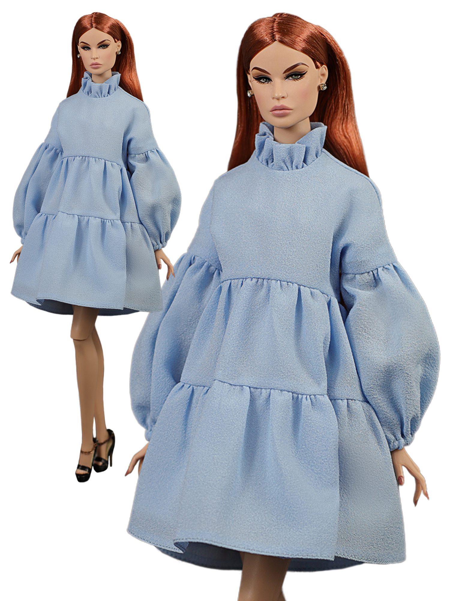 FA-050-77 Платье БЛЭР пастельно-голубое одежда для кукол типа Fashion Royalty 12" (29 см)