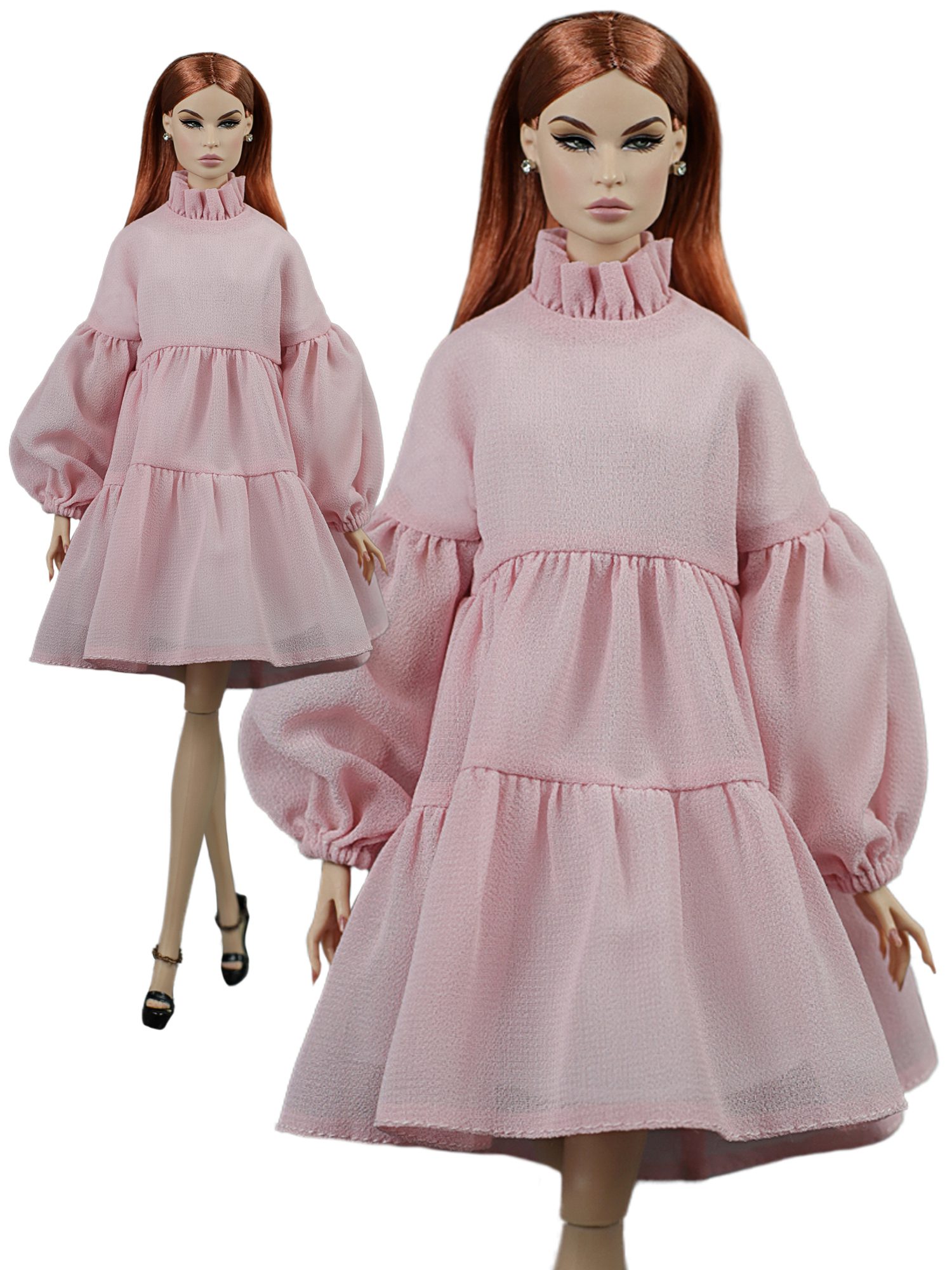 FA-050-76 Платье БЛЭР пастельно-розовое одежда для кукол типа Fashion Royalty 12" (29 см)