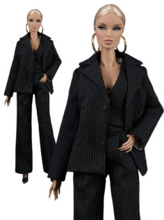 FA-049-13 Жакет двубортный в полоску одежда для кукол типа Fashion Royalty 29 см