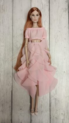 LE-025-010 Розовый топ из шифона одежда для кукол 29 см типа Fashion Royalty, Барби и Поппи Паркер