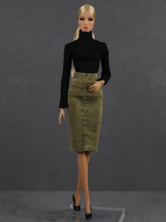 FA-053-24 Юбка-карандаш в оттенке "лесной орех  для куклы типа Fashion Royalty 29 см