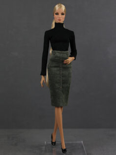 FA-053-26 Юбка-карандаш в оттенке "Папоротник" для куклы типа Fashion Royalty 29 см