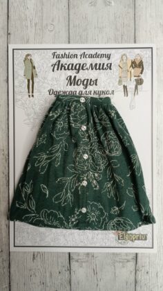 FA-053-28 Юбка "Шиповник на зелёном" для куклы типа Fashion Royalty, Барби, Поппи Паркер 29 см