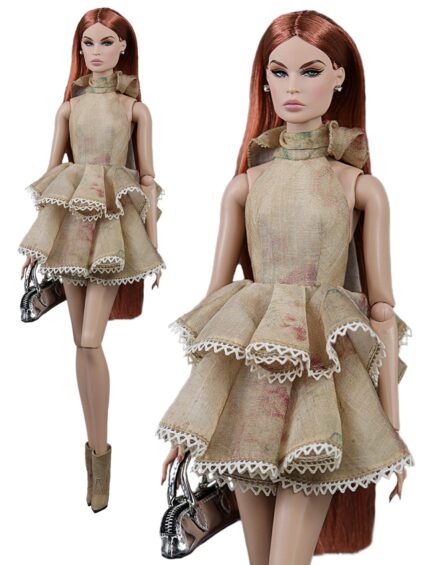 FA-050-78 Ярусный сарафан из батиста с кружевом одежда для кукол типа Fashion Royalty 12" (29 см)